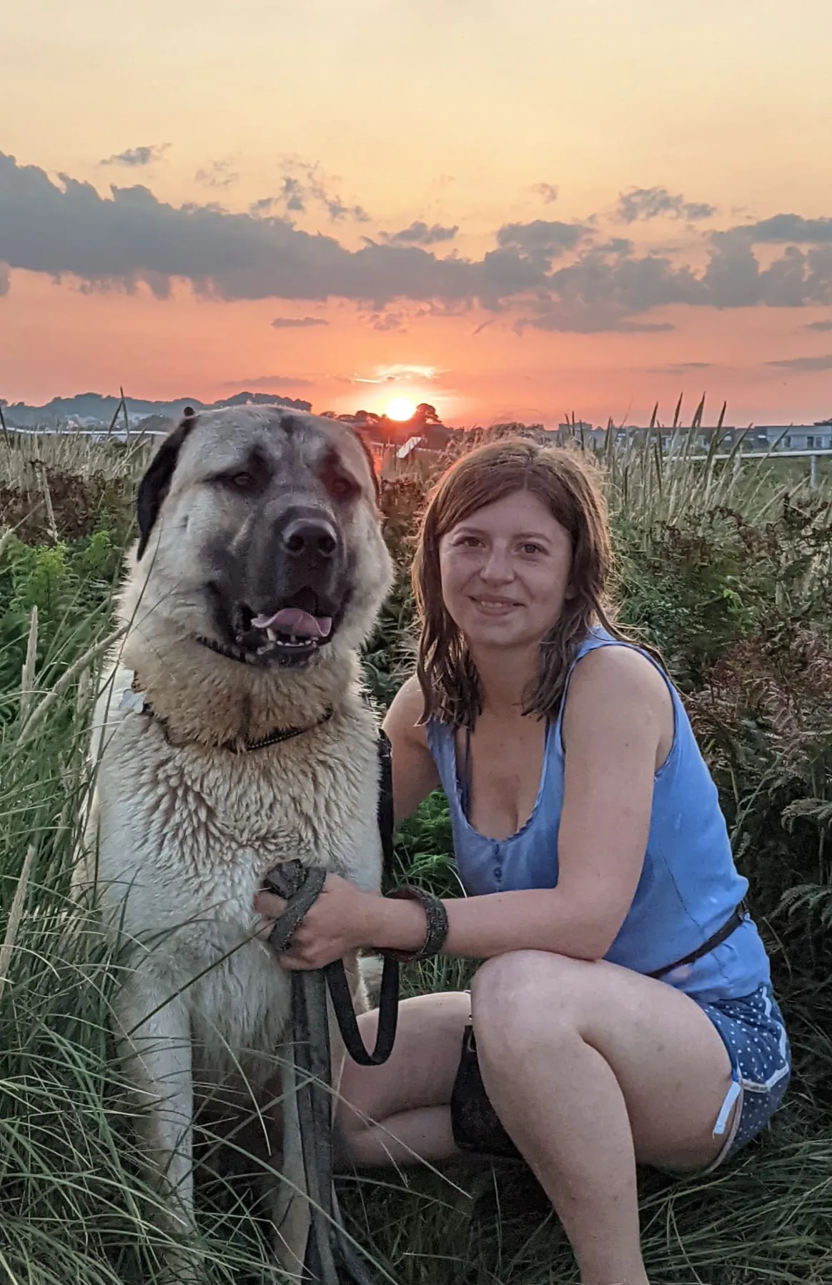 Monika with Aslan at sunset